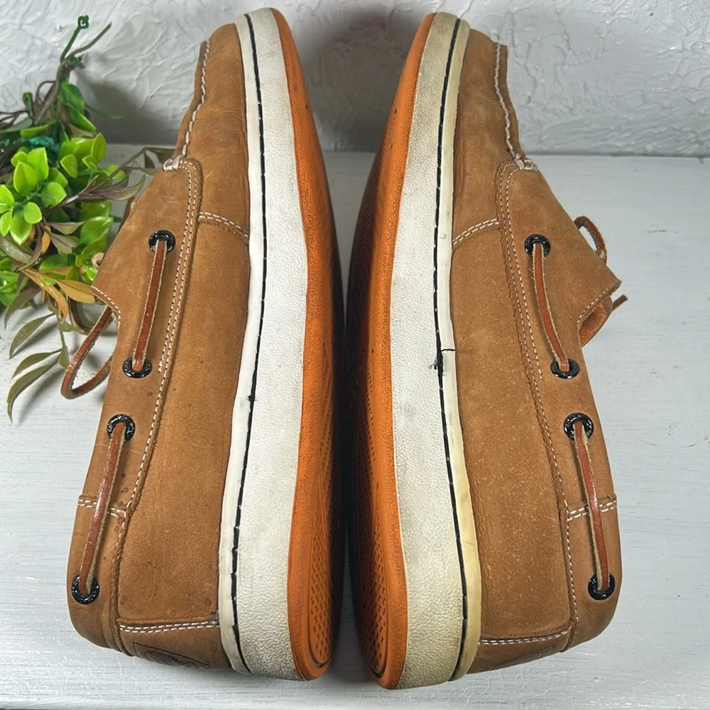 Sperry Men’s Top Sider Leather Boat Shoes Leather Ties Rubber Soles Size 11 M
